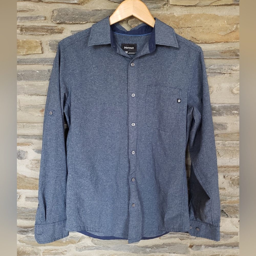 Marmot Blue Button Up Shirt Small